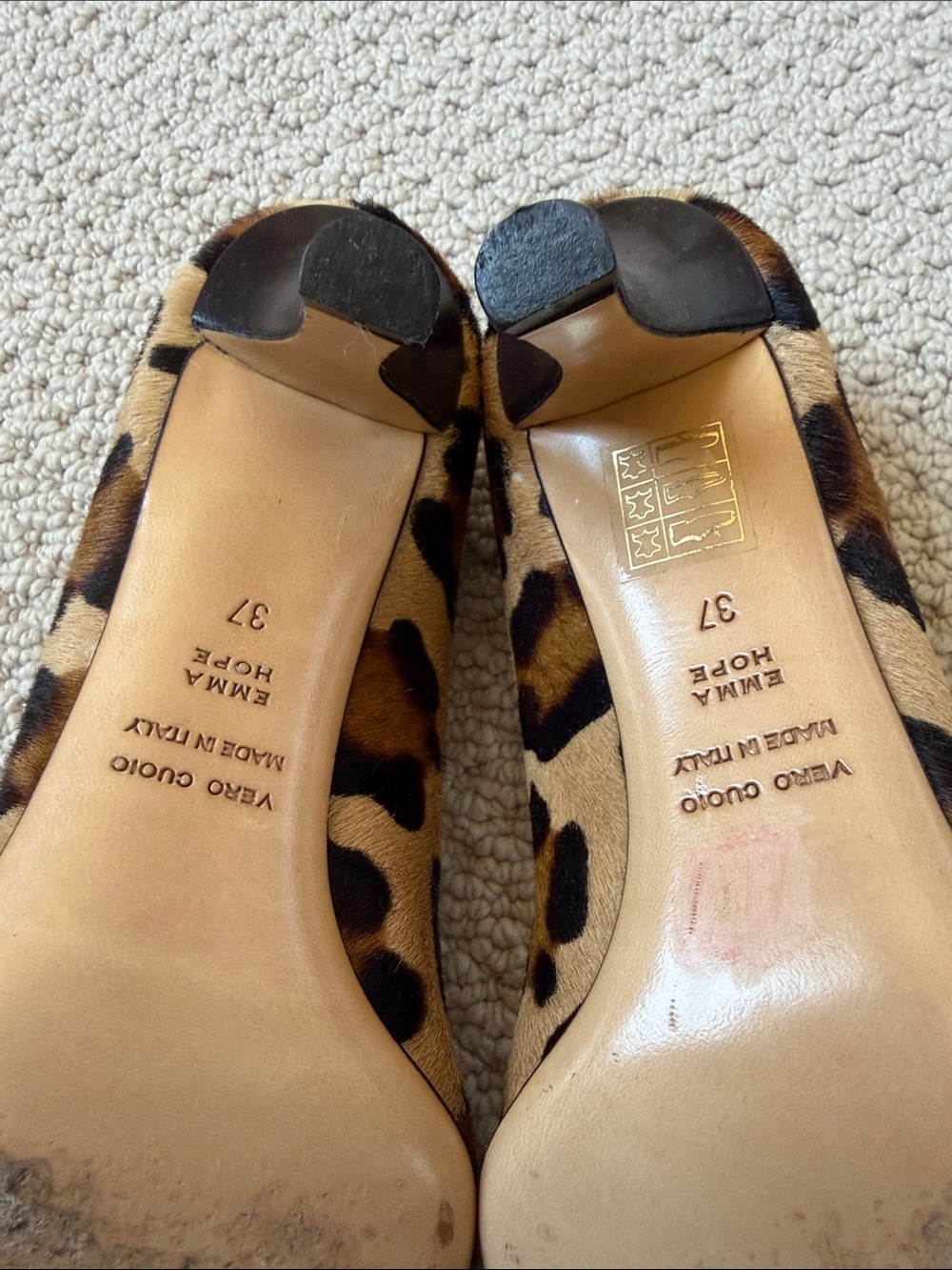 Emma Hope Leopard Print Pointed Toe Pumps - Tan/Black - Picture 10 of 10